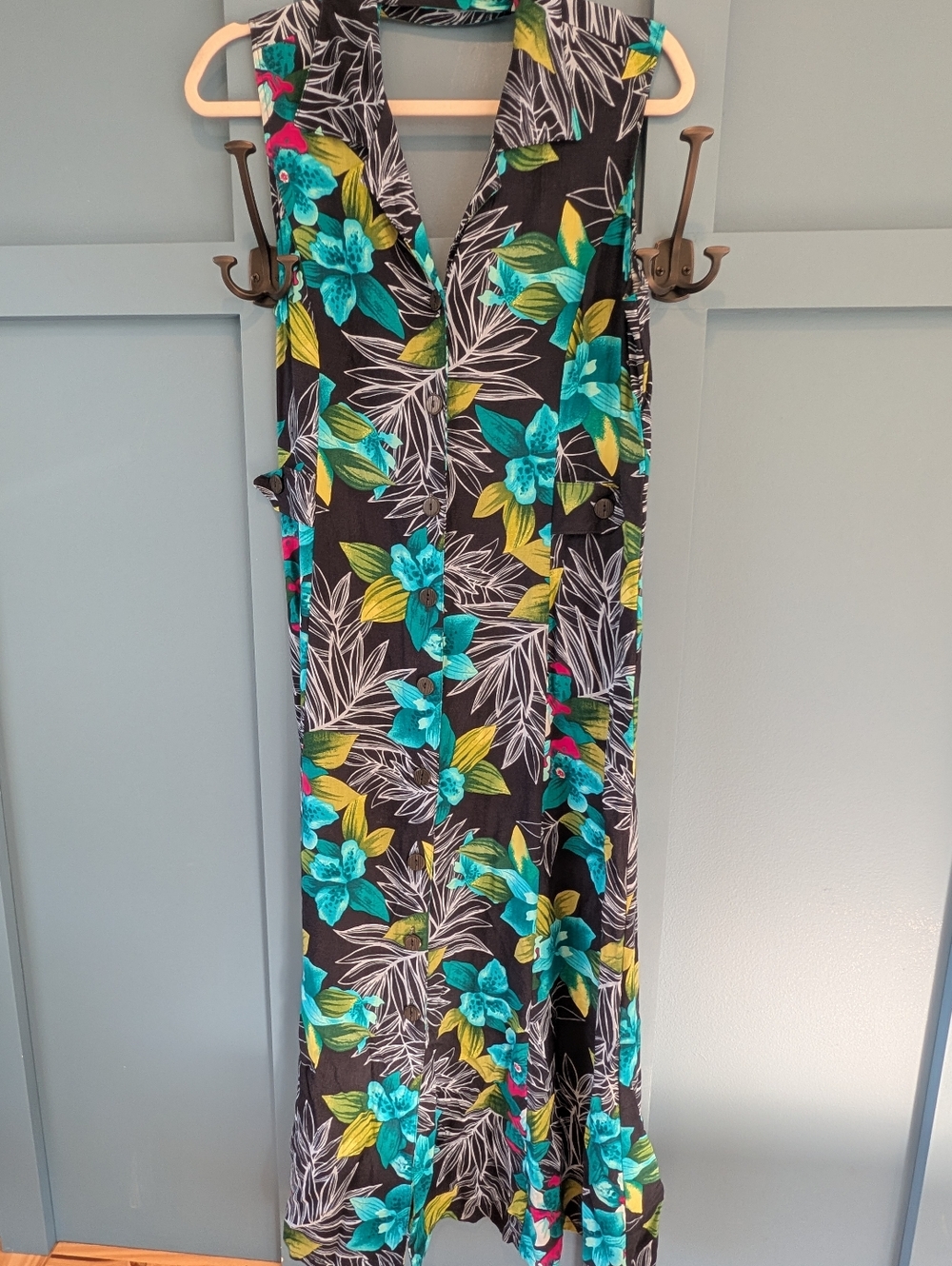 White Stag Tropical Teal Floral Maxi Dress